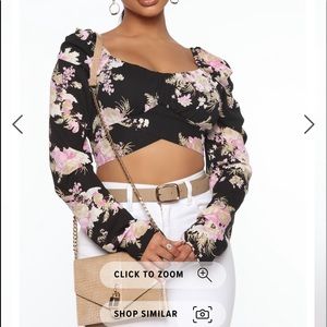 Botanical Gardens Crop Top - Black